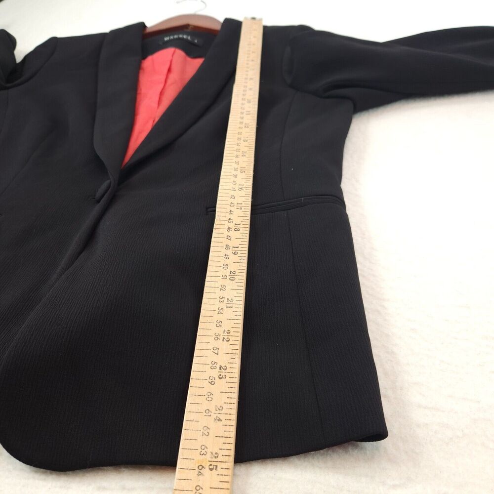Women’s Black Blazer Coat Size 8 Tie Sleeve‎ Minimalist Chic Designer Jacket - Picture 7 of 10